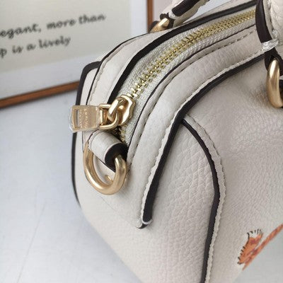 COACH MINI Rowan Satchel Dancing Kitten Cat Print Crossbody Bag Chalk New CD445