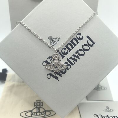 check description Vivienne Westwood Knot Heart Hollow Saturn Necklace Pendant
