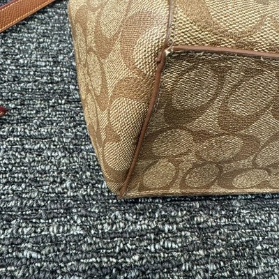 COACH Signature Canvas Brown Shoulder bags Zip bag Leather Crossbody Strap