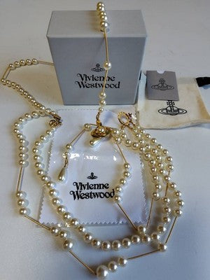 Vivienne Westwood pearl necklace broken gold choker with accessories new