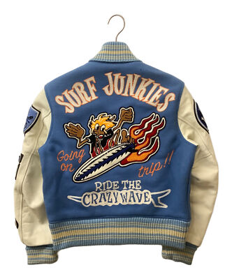 【34】 WHITESVILLE 30oz Wool Melton Award Jacket Leather WV10492/493 Blue x White