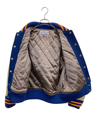 【M】 WHITESVILLE WV10934 Leather Stadium Jumper Varsity Jacket Blue x Beige