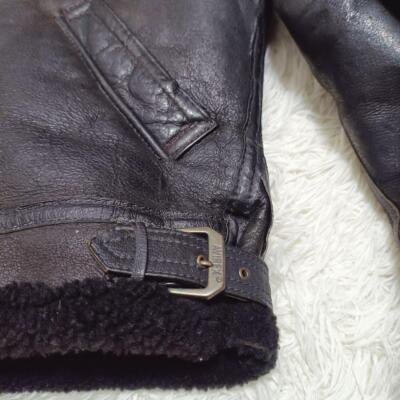 AVIREX Flight Jacket B-3 Mouton Sheep Leather Black 36 Made in America