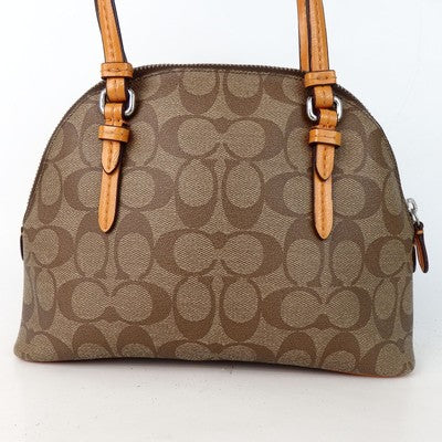 COACH Signature 2way Handbag Shoulder Bag Zip bag Brown Women's  Leather