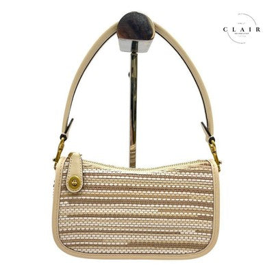 COACH One Shoulder Bag  Handbag Zip bag Beige 2way bag Small Leather