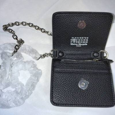see description 2color Maison Margiela Chain Shoulder Mini Wallet LeatherBi-fold
