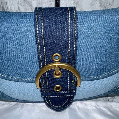 COACH Soho Shoulder Bag Upcycled Repurposed Denim Blue CR737 outlet