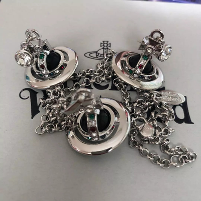 Vivienne Westwood necklace and earrings set Tiny Orb Black Stone No accessories