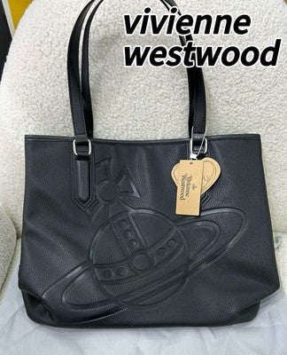 Vivienne Westwood Hamilton Tote Bag Orb Logo Leather Grain Black Outlet Products
