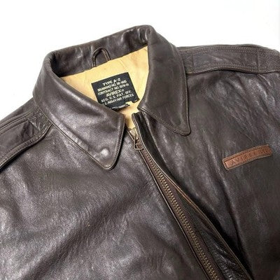 VTG Avirex A-2 Bomber Flight Leather Jacket L Brown Patrouille de France 1988