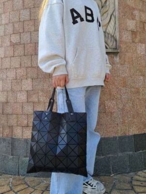 BAO BAO Issey Miyake Lucent Matte Tote Bag From Japan 34 x34 cm Black