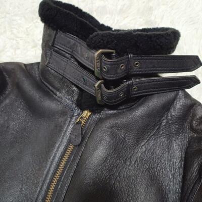 AVIREX Flight Jacket B-3 Mouton Sheep Leather Black 36 Made in America