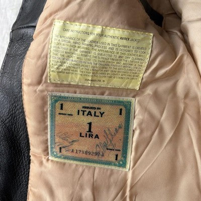VTG Avirex A-2 Bomber Flight Leather Jacket XS Black Patrouille de France 1988