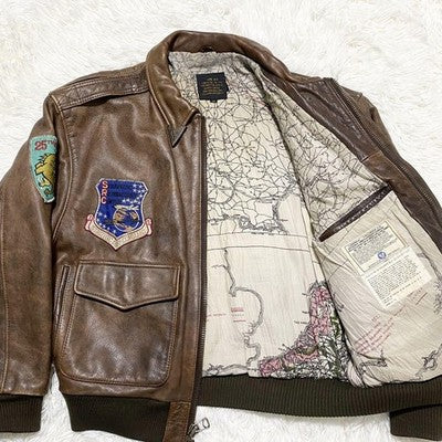 VTG Avirex A-2  Leather Jacket Flight jacket A-2 Patch Patch M Vintage 80s