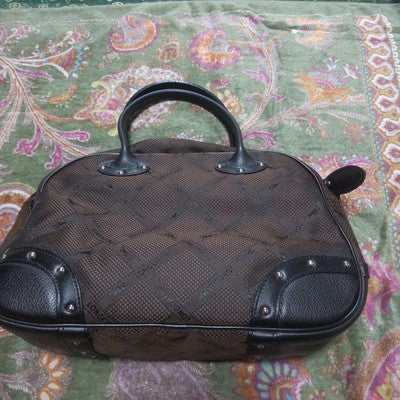 Longchamp M size Tote Bag Hand bag  Nylon bag Brown Town bag Leather