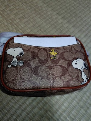 COACH x Peanuts Snoopy Mini Jamie 2-way Camera Bag Signature Canvas CF248 New