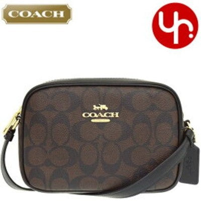 COACH Jamie Camera Bag CA547 Brown Gold Hardware Signature Canvas Leather Women
