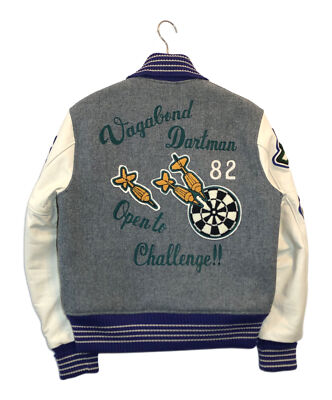 【38】 WHITESVILLE WV11793 Leather Stadium Jumper Varsity Jacket Gray x White