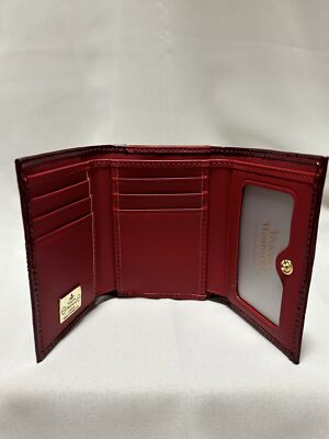 Vivienne Westwood Clasp Trifold Wallet Enamel Fabric  Orb outlet Red NEW