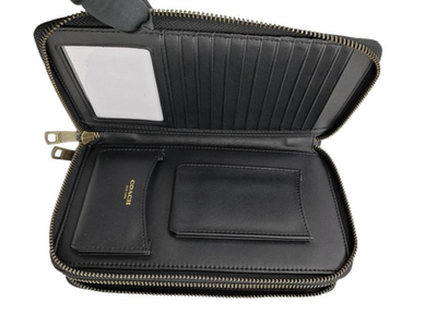 COACH Long Wallet F93240 Double Zip Second Bag Charcoal x Black Outlet Product