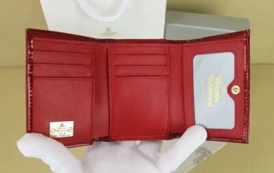 Vivienne Westwood Clasp Trifold Wallet Enamel Fabric  Orb outlet Red NEW