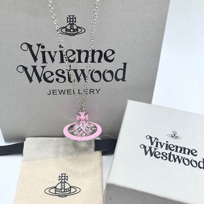 Vivienne Westwood Mini Fish Eye Teardrop Necklace Pink Yellow