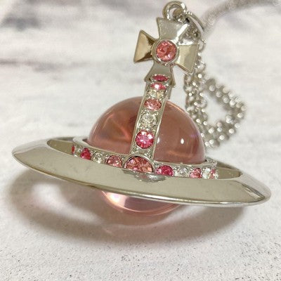 Vivienne Westwood Medium Orb Necklace Pink x Silver Top 6.5 x 6cm C:80cm