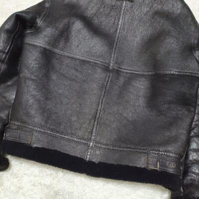 AVIREX Flight Jacket B-3 Mouton Sheep Leather Black 36 Made in America