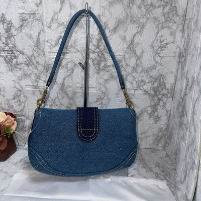COACH Soho Shoulder Bag Upcycled Repurposed Denim Blue CR737 outlet