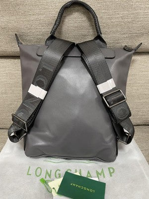 Longchamp Le Pliage Extra S size Backpack Rucksack Zipper bag Gray Leather