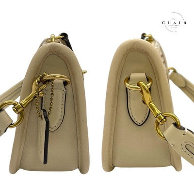 COACH One Shoulder Bag  Handbag Zip bag Beige 2way bag Small Leather