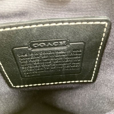 Coach Shoulder Bag Crossbody Women's Signature Pattern Black Leather Zip bag