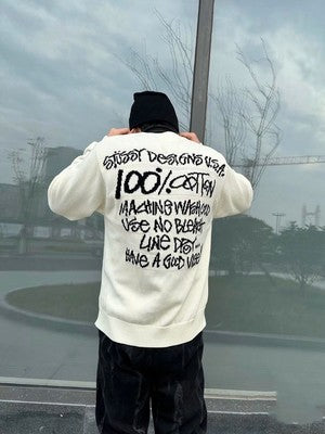 see description size S-XL stussy long-sleeved sweater knit collar Beige Black