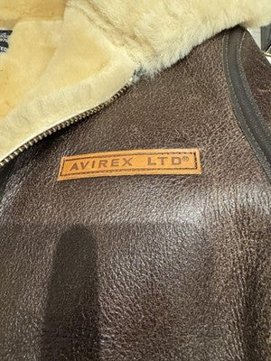 AVIREX TYPE B-3 Real Mouton Jacket bomber jacket Genuine Leather size 36 Brown