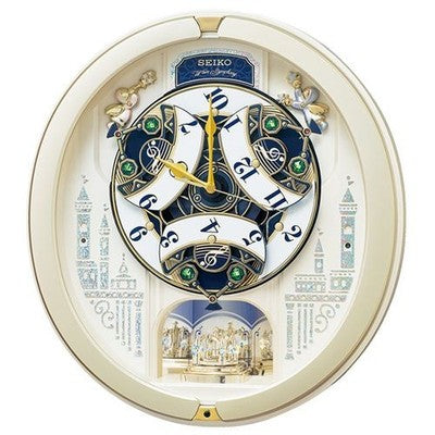 Seiko RE579B Analog Wall Clock Brown 39 Melody In Motion Song Automation japan