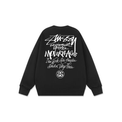 see description size S-XL STUSSY Modernism Logo Print Round Neck Sweater