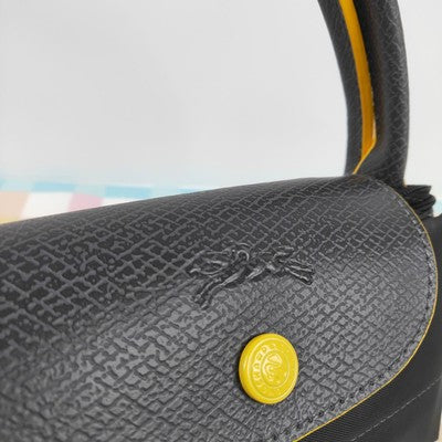 Longchamp Le Pliage S  Tote Bag Handbag collapsible Outlet Black yellow NEW