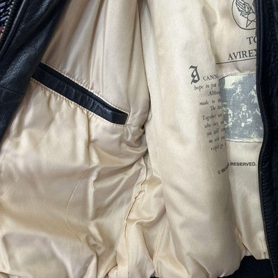 AVIREX TYPE A-2 Bomber Girl Leather Jacket flight jacket Size S Black 1990'