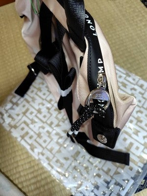 Longchamp Le Pliage Energy Backpack Zipper bag Nylon bag Pink Beige Leather