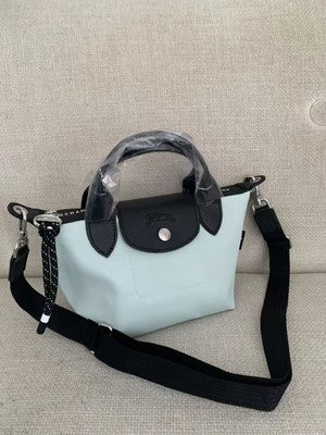 see description 2size Longchamp Le Pliage Top Handle Bags Handbag Light Blue