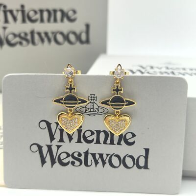 Vivienne Westwood Heart Earrings Elegant Accessories　Gold x Black