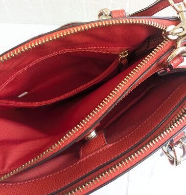 COACH Tote Bag Signature Patent Shoulder bag 2way Zip bag leather Orange
