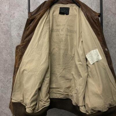 Vintage 80s US NAVY Avirex Type G2 Leather Bomber flight Jacket XL Brown