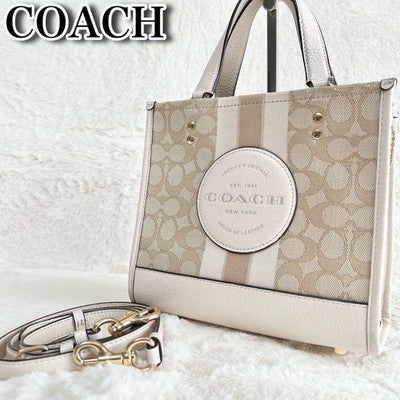 Coach C8417 Handbag Shoulder Bag White Khaki one item only From JAPAN New item