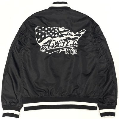 AVIREX Nylon Stadium Jacket Stars and Stripes Black sizeL American Casual