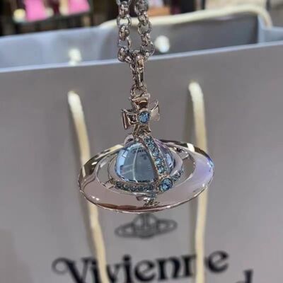 Vivienne Westwood Glacier Blue UFO Planet Necklace