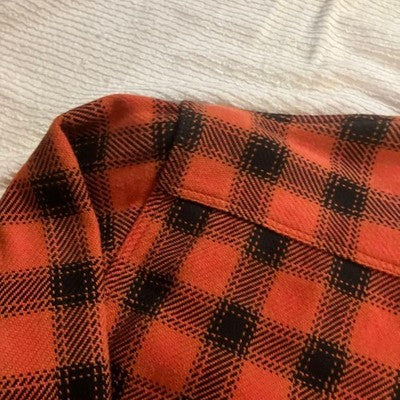 The Flat Head Heavy Flannel Shirt Size 40/L Orange and Black Cotton