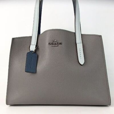Coach Python Pattern 2way Shoulder Bag Handbag Zip bag Grey Lrather Women's