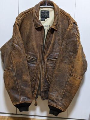 Vintage 80s Avirex G2 Leather Flight Jacket Brown Genuine leather L
