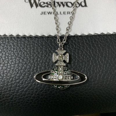 Vivienne Westwood necklace, planet motif, silver, chain 52cm, box included